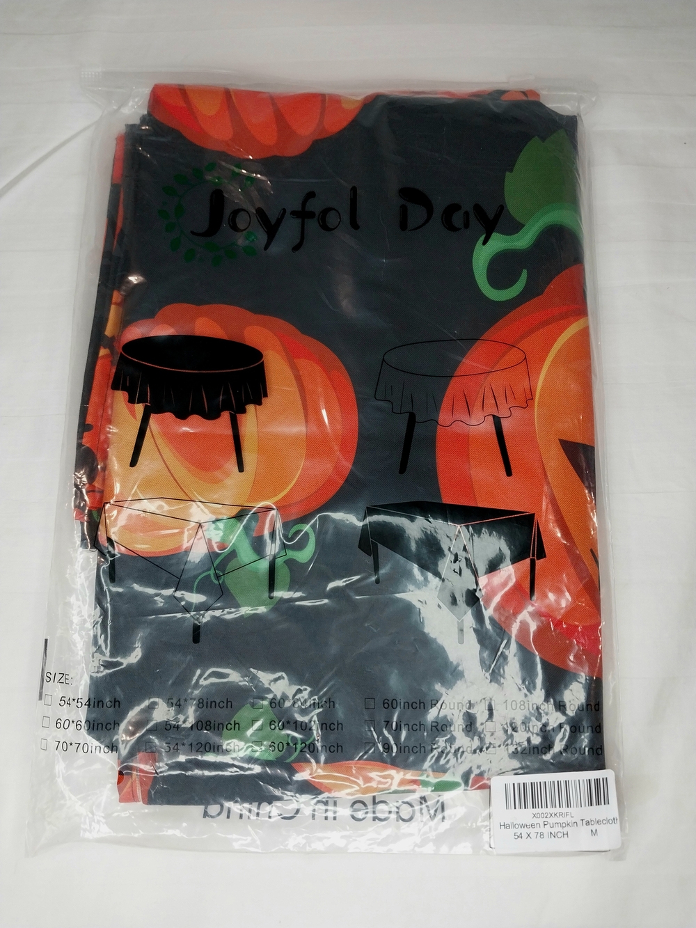 NIP Joyful day 100% polyester Halloween tablecloth 54x78 in